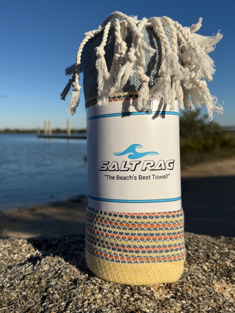 Angler Rag — Yellow Salt Rag™ Sand-Resistant Turkish Beach Towel - Picture 6 of 6